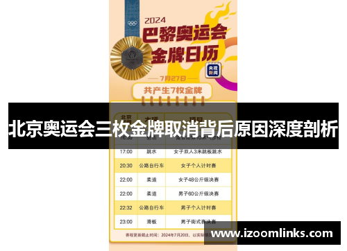 北京奥运会三枚金牌取消背后原因深度剖析